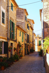 Fototapeta na wymiar An lane in the village of Valldemossa, Mallorca