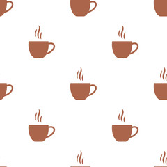 Seamless vector pattern with flat coffee cups, Good morning theme background