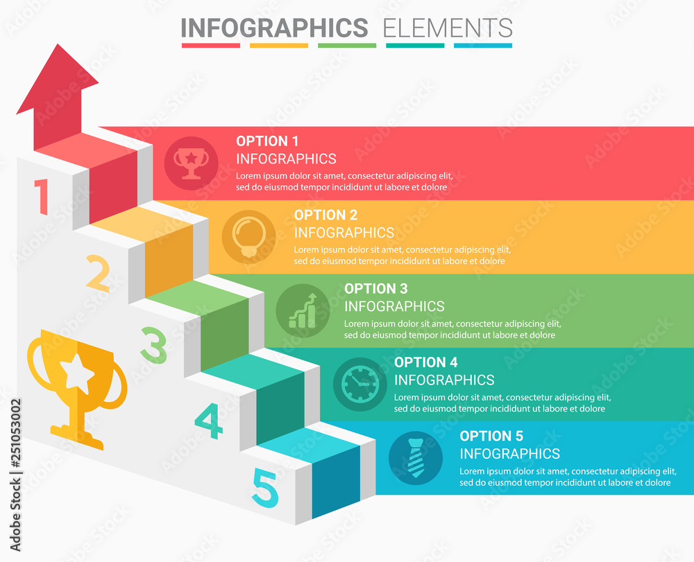 Wall mural infographics element abstract design the number top five list template