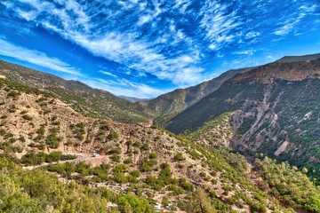 Fototapeta na wymiar A beautiful landscape in the mountains of Morocco near Agadir, an African country on the Atlantic Ocean