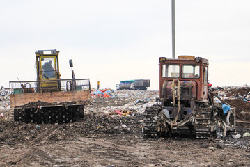 Fototapeta premium Garbage collection tractor