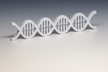 Abstract illustration of DNA strand. Pure white image with copy blank space for presentation text. 3d illustration.