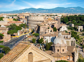 Colosseum and basilica in Rome