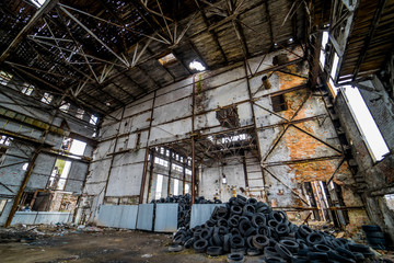 Abandoned industrial building. Ruins of an old factory