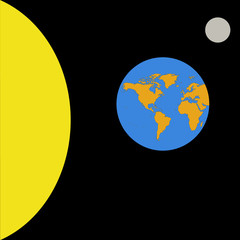 sun, world and moon illustration