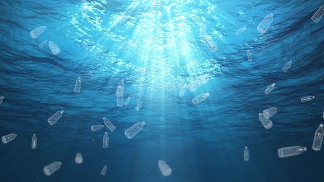 Underwater Plastic Bottles Trash in the Ocean (Loop)