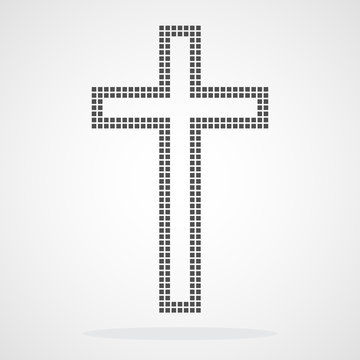 Pixel art design of Christian Cross. Vector illustration.
