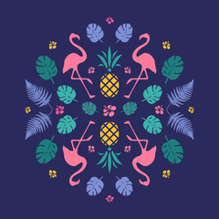 Tropical Flamingo Decoration. Vector.