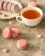 macaron or macaroons cookie, tasty dessert. food background