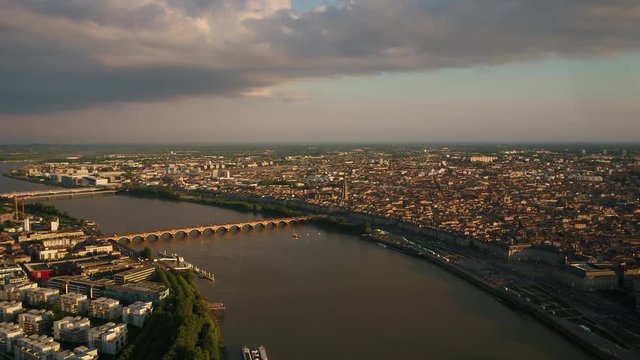 Aerial France Bordeaux June 2018 Sunny Day 30mm 4K Inspire 2 Prores  Aerial video of downtown Bordeaux in France on a sunny day.
