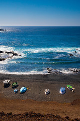 Fototapeta na wymiar coast of Lanzarote, El Golfo beach, Canary Islands