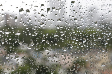 water drops on a glass