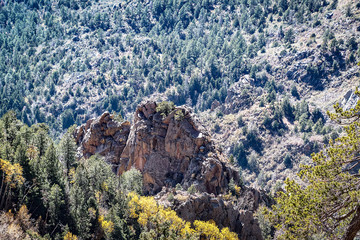 A view from Sandia Peak near Albuquerque New Mexico looking downslope west October.