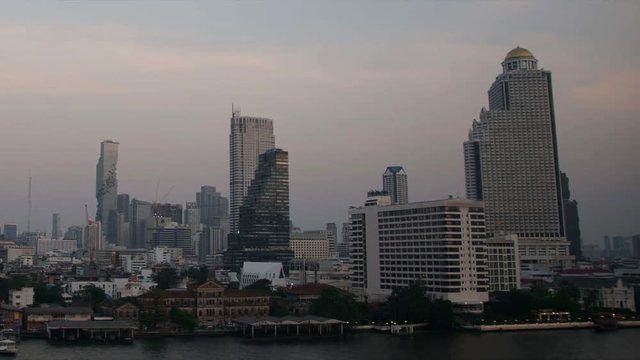 Dusk to night, Bangkok's city, Thailand. time lapse. 