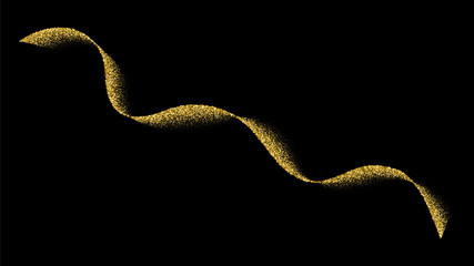 Fototapeta premium Wave Gold Glitter Texture Isolated On Black. Shiny Particles Light. Celebratory Background. Golden Explosion Of Confetti. Vector Illustration, Eps 10.