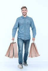 picture of a handsome man with shopping bags
