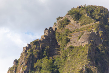 Fototapeta na wymiar Huaynapicchu Mountain, Machu Picchu, Peru - Ruins of Inca Empire city