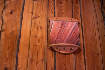The wall of pine boards in the farmhouse. Background and room for copy.