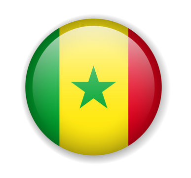 Senegal flag round bright icon vector Illustration