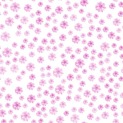 Watercolor seamless pattern with bright pink flower.