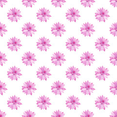 Watercolor seamless pattern with bright pink flower.