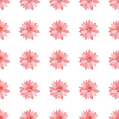 Watercolor seamless pattern with coral flower.