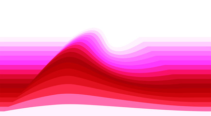 Striped background with red and pink wave. Vector wallpaper