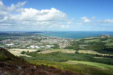 Panoramic view of the city of Bray.View from the Little Sugar Loaf Mountain.