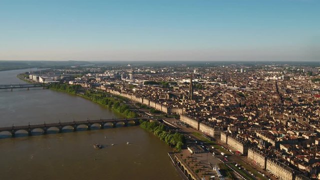 Aerial France Bordeaux June 2018 Sunny Day 30mm 4K Inspire 2 Prores  Aerial video of downtown Bordeaux in France on a sunny day.