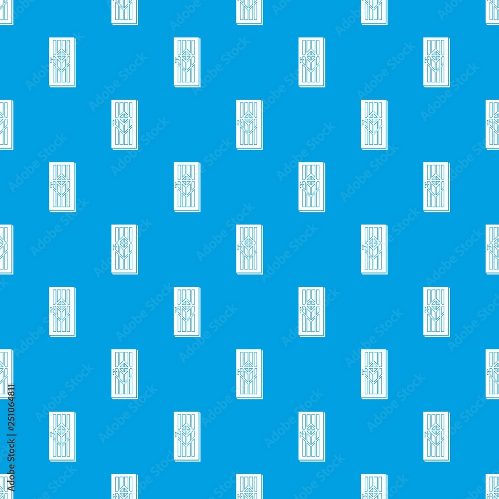 Poster door with handle pattern vector seamless blue repeat for any use