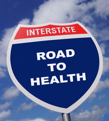 Interstate road sign that shows fhealth ahead for life situations .
