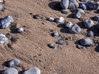 Stones and sand on the beach