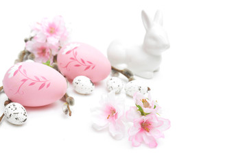 Fototapeta Wielkanoc jajka i ozdoby na białym tle obraz