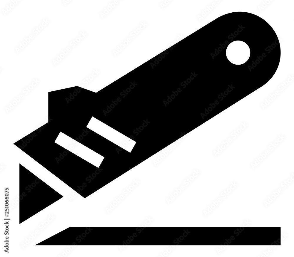 Sticker utility knife box cutter icon