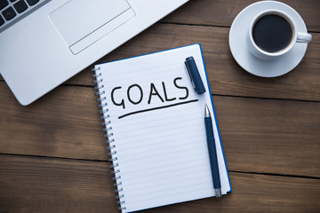 goals text on notepad