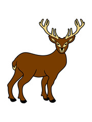 stehen comic cartoon clipart hirsch geweih 2 hörner kopf trophäe jäger schießen reh wald wildnis jagen heimat design cool