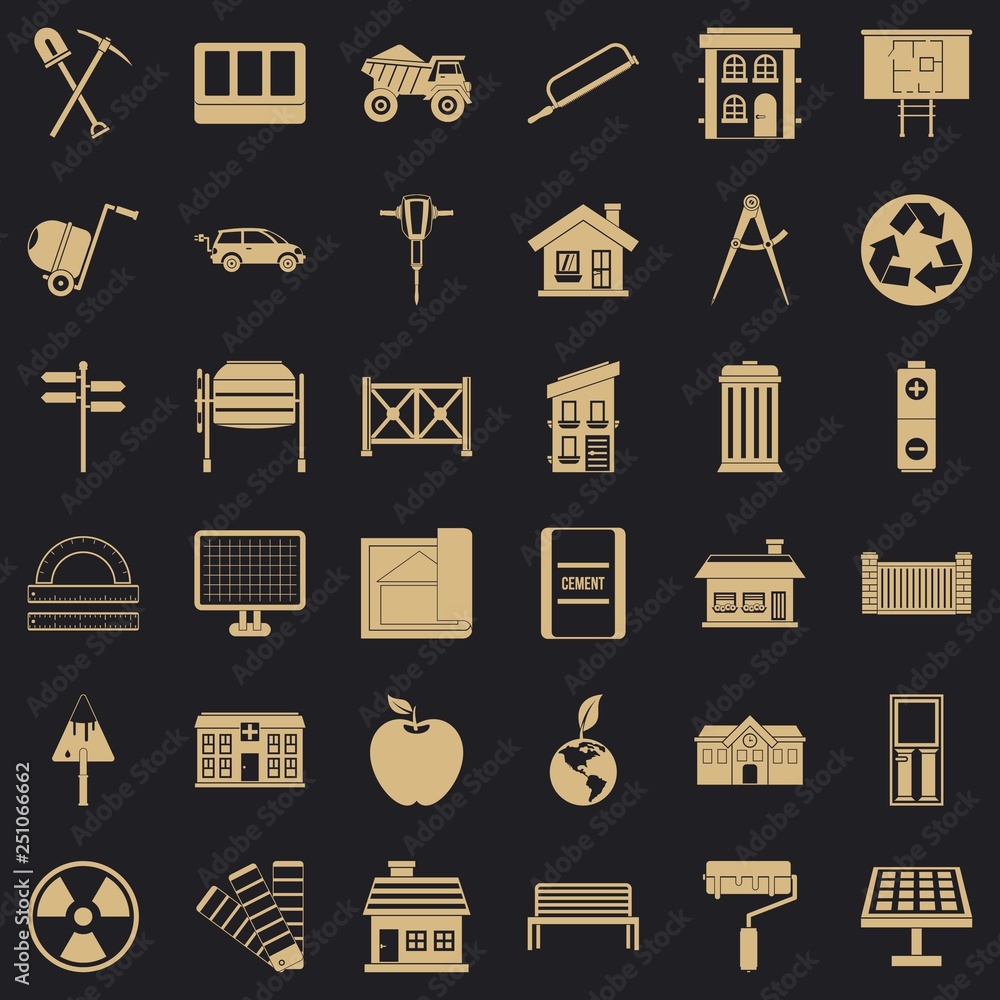 Aufkleber construction icons set. simple style of 36 construction vector icons for web for any design