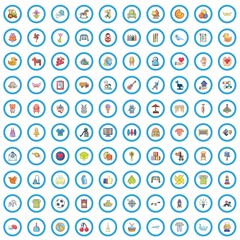 100 child center icons set. Cartoon illustration of 100 child center vector icons isolated on white background