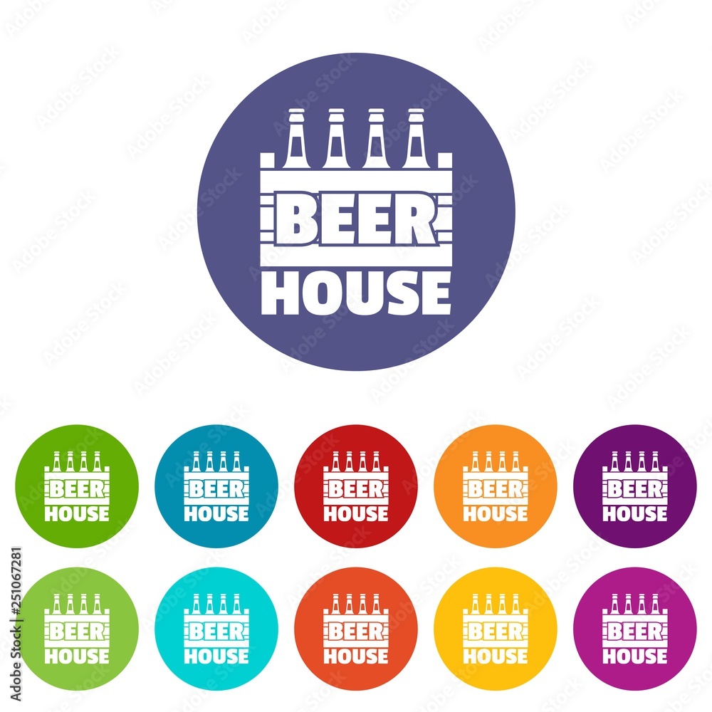 Poster beer icons color set vector for any web design on white background