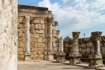 Synagogue of Capharnaum on foundation of an older synagogue where Jesus is said to have preached