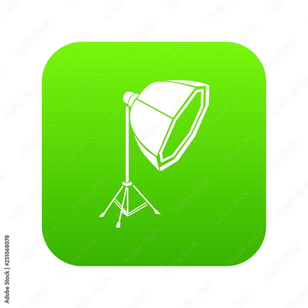 Poster studio light in softbox icon green vector isolated on white background