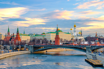 Obraz premium Morning landscape with on Moscow Kremlin.