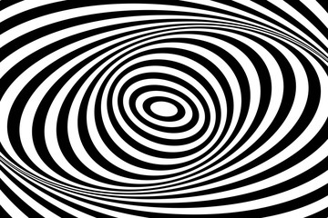 Swirl movement illusion. Op art design. Oval lines pattern and texture.