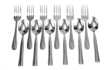 Metal cutlery isolated on white