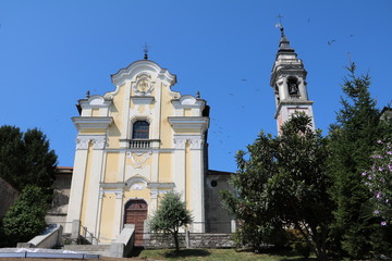 Chiesa dei ss martiri e il campanile della collegiata in Arona, Italy