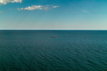 Lonely boat in the sea, Crimea, Ukraine