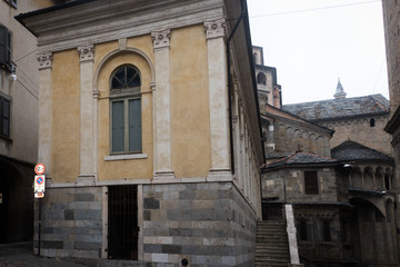 Street of the old city of Bergamo .  Italy .
