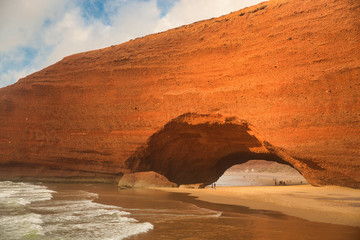 Stunning view of a Legzira beach in Morocco.