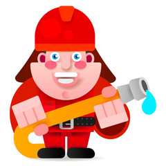 Firefighter Ready To Get Started Vector Illustration