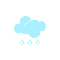 Vector weather icon of a blue cloud with raindrops to show the rainy forecast and the current climate outside for applications, widgets, and other meteorological designs.